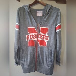 Nebraska Corn Huskers Zip Up Hoodie Lightweight Pockets Sports Womens S